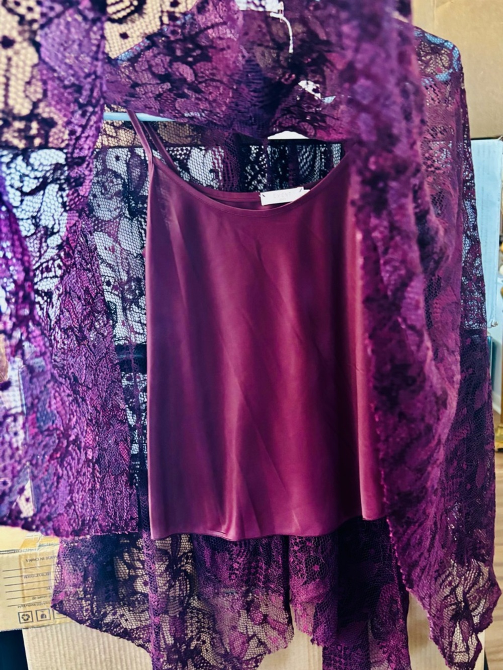 OKY Event Lace Cape with Cami made in Spain. Burgundy/Wine.  Euro 34 - Picture 4 of 8